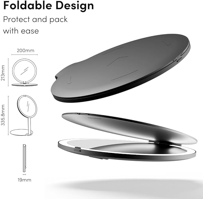 Foldable Ultra-Slim LED Makeup Mirror – Portable Adjustable Vanity Mirror for Travel and Home