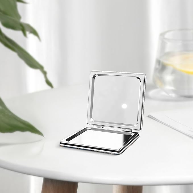 Peacock Floral Printed Folding Portable Makeup Mirror – Compact Double-Sided Travel Vanity Mirror