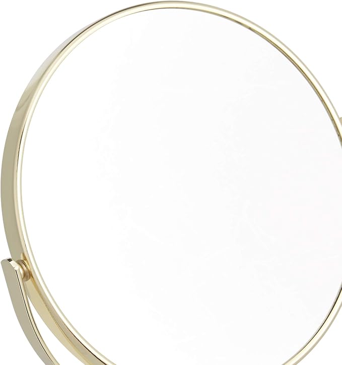 Luxury Metal Base High-Definition Makeup Mirror – Round 360° Rotating Vanity Mirror – Elegant Tabletop Cosmetic Mirror