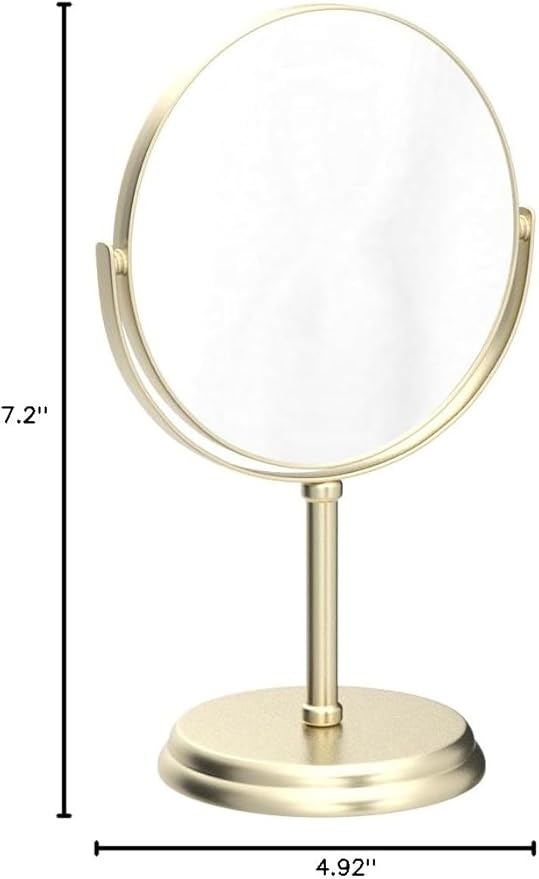 Luxury Metal Base High-Definition Makeup Mirror – Round 360° Rotating Vanity Mirror – Elegant Tabletop Cosmetic Mirror
