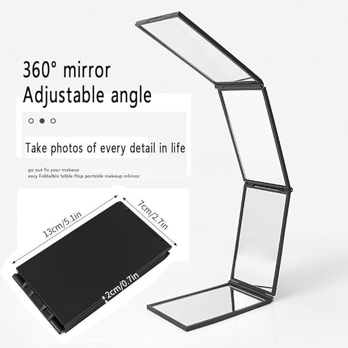 Portable Folding Multi-Angle Makeup Mirror – 360° Adjustable Slim Travel Vanity Mirror