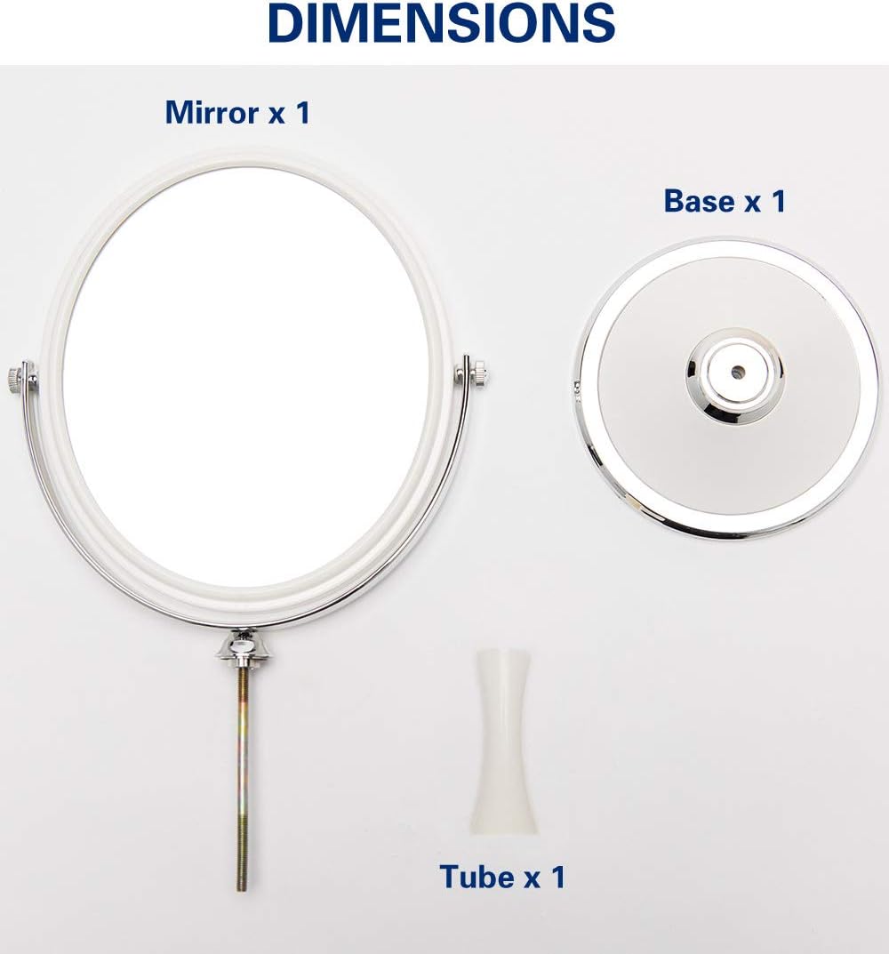 360° Rotating Double-Sided Makeup Mirror – Adjustable Height Tabletop Vanity Mirror with Magnification