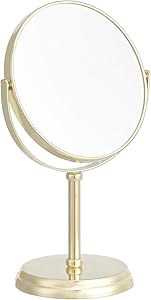 Luxury Metal Base High-Definition Makeup Mirror – Round 360° Rotating Vanity Mirror – Elegant Tabletop Cosmetic Mirror