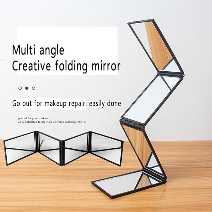 Portable Folding Multi-Angle Makeup Mirror – 360° Adjustable Slim Travel Vanity Mirror